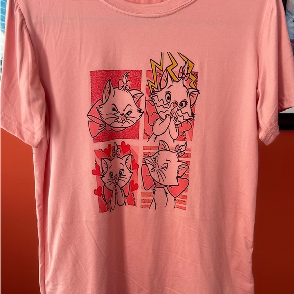 Pink Graphic T-Shirt with Cartoon Cats - Picture 1 of 1